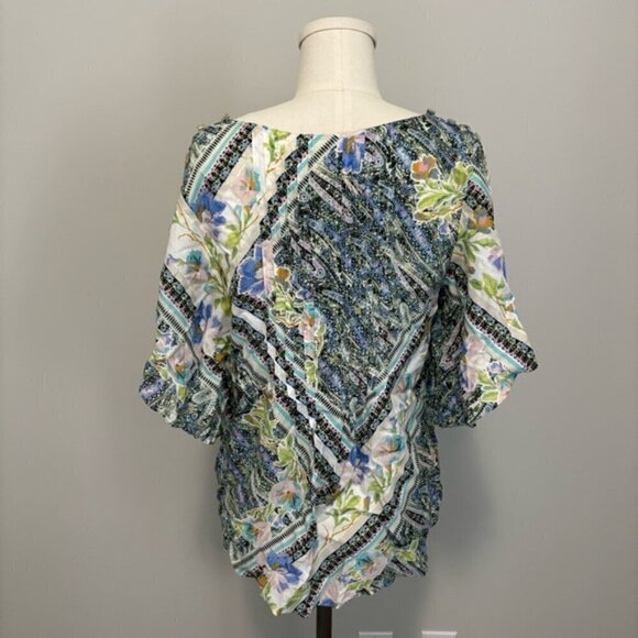 Anthropologie Maeve Maya Floral Flutter Sleeve Blouse Button Shoulder Size 6 - Picture 11 of 14
